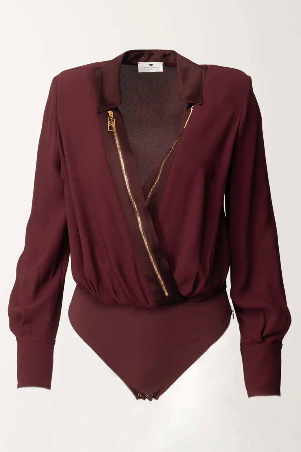 Elisabetta Franchi Camicia Body a Incrocio con ZipROUGE NOIR