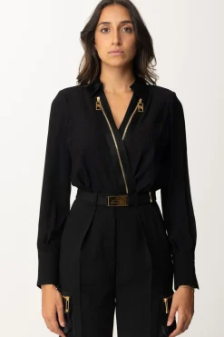Elisabetta Franchi Camicia Body a Incrocio con ZipNERO