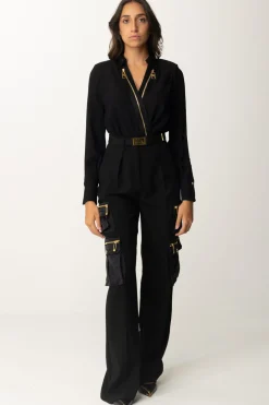 Elisabetta Franchi Camicia Body a Incrocio con ZipNERO