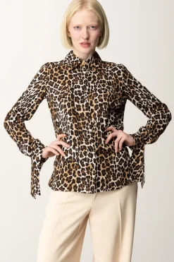Elisabetta Franchi Camicia Animalier con Polsini a NastroANIMALIER