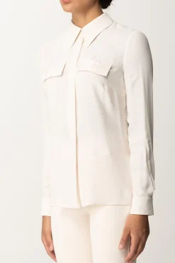 Elisabetta Franchi Camicia In Georgette con Tasche RicamateLATTICE