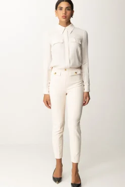 Elisabetta Franchi Camicia In Georgette con Tasche RicamateLATTICE