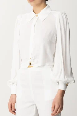 Elisabetta Franchi Camicia Cropped In ViscosaAVORIO