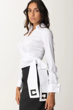 Elisabetta Franchi Camicia Scaldacuore con Fusciacca LogataBIANCO