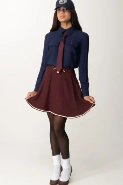 Elisabetta Franchi Camicia In Georgette con Tasche RicamateNAVY