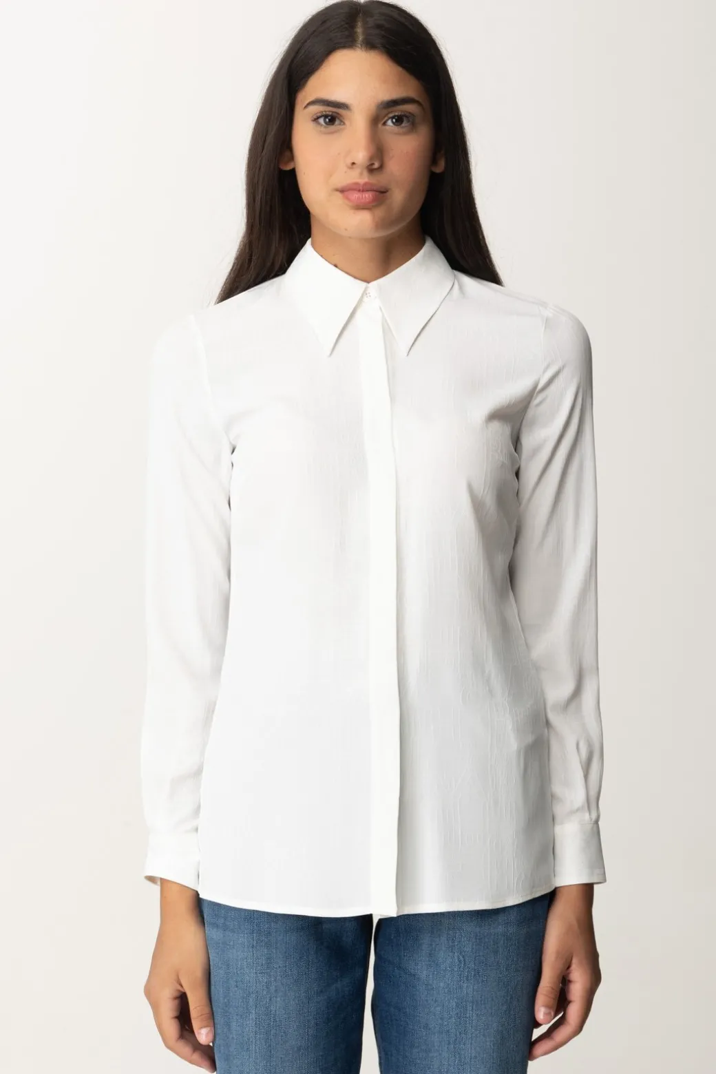 Elisabetta Franchi Camicia In Georgette con Stampa LetteringAVORIO