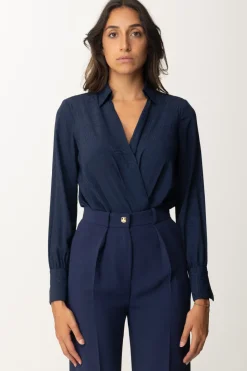 Elisabetta Franchi Camicia a Body con LetteringNAVY