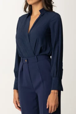 Elisabetta Franchi Camicia a Body con LetteringNAVY