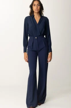 Elisabetta Franchi Camicia a Body con LetteringNAVY