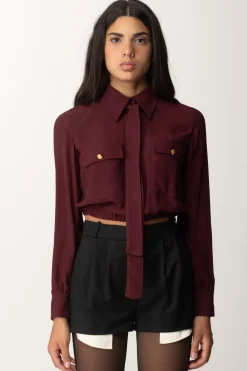 Elisabetta Franchi Camicia Crop Georgette con FoulardROUGE NOIR