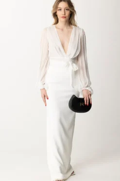 Elisabetta Franchi Camicia In Voile Di Seta con Maniche ArricciateAVORIO