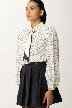 Elisabetta Franchi Camicia Corta In Georgette con FoulardBURRO/NERO