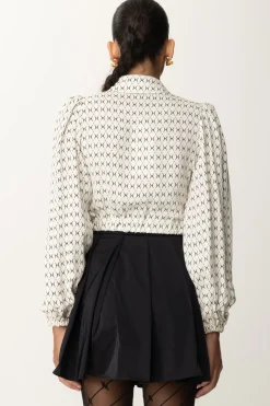 Elisabetta Franchi Camicia Corta In Georgette con FoulardBURRO/NERO