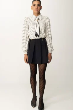 Elisabetta Franchi Camicia Corta In Georgette con FoulardBURRO/NERO