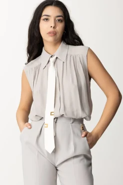 Elisabetta Franchi Camicia Smanicata con CravattaPERLA