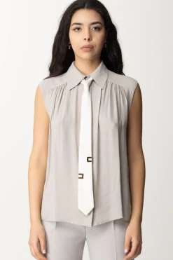 Elisabetta Franchi Camicia Smanicata con CravattaPERLA