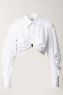 Elisabetta Franchi Camicia Crop con AnellaBIANCO
