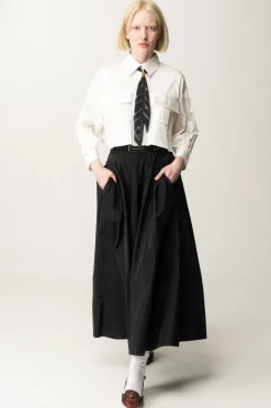 Elisabetta Franchi Camicia Crop In Raso con FoulardBIANCO