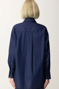 Elisabetta Franchi Camicia In Popeline con Polsini LogatiNAVY