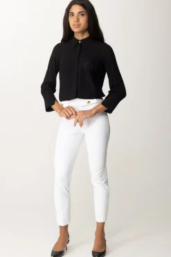 Elisabetta Franchi Camicia In Georgette con Ricamo LogoNERO