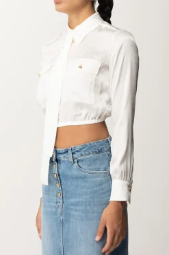 Elisabetta Franchi Camicia Crop In Raso JacquardAVORIO