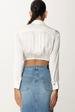 Elisabetta Franchi Camicia Crop In Raso JacquardAVORIO