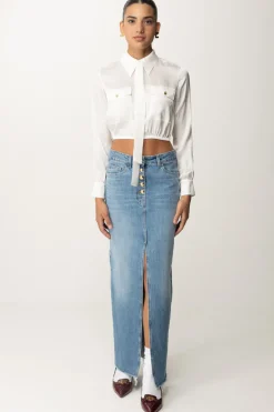 Elisabetta Franchi Camicia Crop In Raso JacquardAVORIO