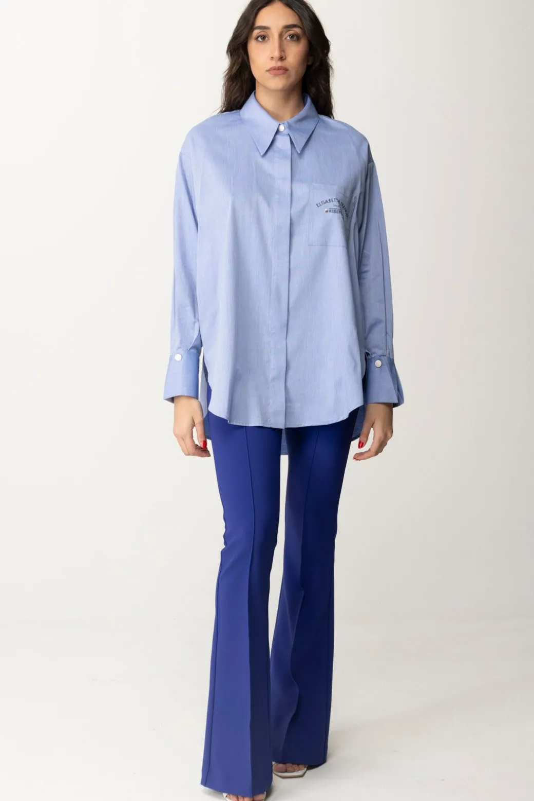 Elisabetta Franchi Camicia Svasata con Ricamo ReservedOXFORD