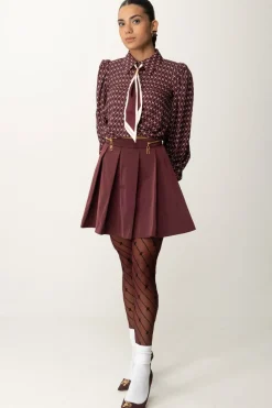 Elisabetta Franchi Camicia Corta In Georgette con FoulardROUGE NOIR/BURRO