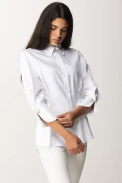 Elisabetta Franchi Camicia Sfiancata In Popeline con PincesBIANCO