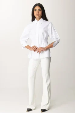 Elisabetta Franchi Camicia Sfiancata In Popeline con PincesBIANCO