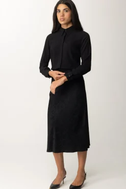 Elisabetta Franchi Camicia In Georgette con Stampa LetteringNERO