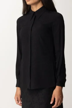 Elisabetta Franchi Camicia In Georgette con Stampa LetteringNERO