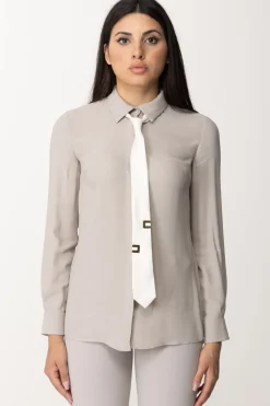Elisabetta Franchi Camicia In Georgette con CravattaPERLA