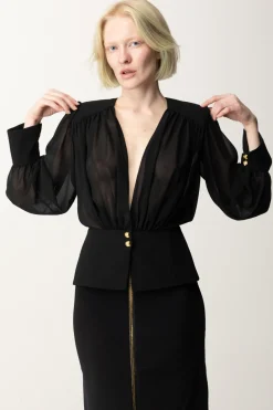 Elisabetta Franchi Camicia Morbida In Georgette con BaschinaNERO