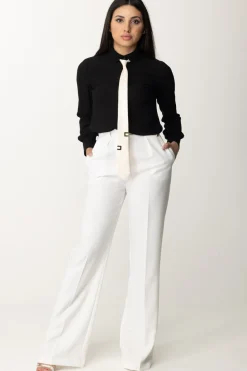 Elisabetta Franchi Camicia In Georgette con CravattaNERO/BURRO