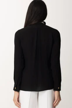 Elisabetta Franchi Camicia In Georgette con CravattaNERO/BURRO