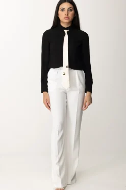Elisabetta Franchi Camicia In Georgette con CravattaNERO/BURRO