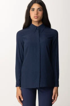 Elisabetta Franchi Camicia In Georgette con Stampa LetteringNAVY