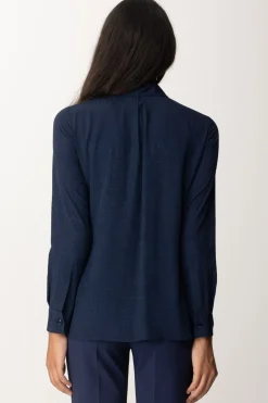 Elisabetta Franchi Camicia In Georgette con Stampa LetteringNAVY