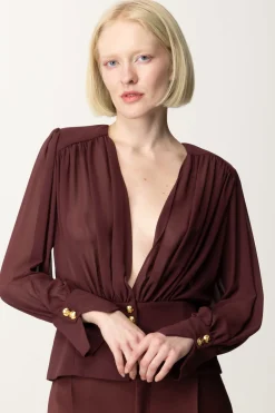 Elisabetta Franchi Camicia Morbida In Georgette con BaschinaROUGE NOIR