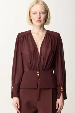Elisabetta Franchi Camicia Morbida In Georgette con BaschinaROUGE NOIR