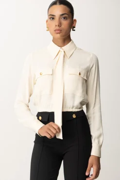 Elisabetta Franchi Camicia Crop Georgette con FoulardBURRO
