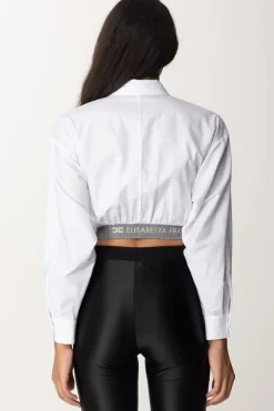 Elisabetta Franchi Camicia Crop con Fascione LogatoBIANCO