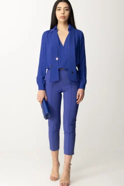 Elisabetta Franchi Camicia con Foulard LogatoBLUE INDACO