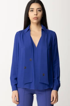 Elisabetta Franchi Camicia con Foulard LogatoBLUE INDACO