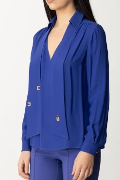 Elisabetta Franchi Camicia con Foulard LogatoBLUE INDACO