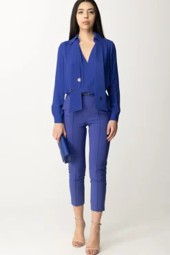 Elisabetta Franchi Camicia con Foulard LogatoBLUE INDACO