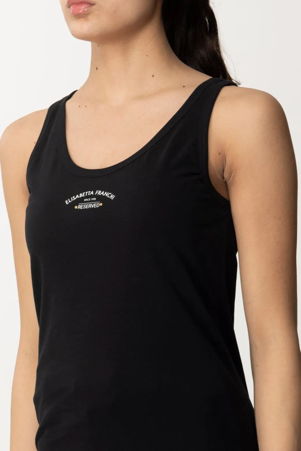 Elisabetta Franchi Canotta con Logo LetteringNERO