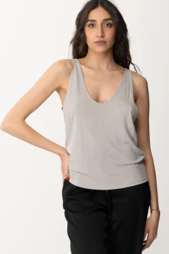 Elisabetta Franchi Canotta In Jersey con Logo Sul RetroPERLA